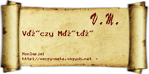 Váczy Máté névjegykártya